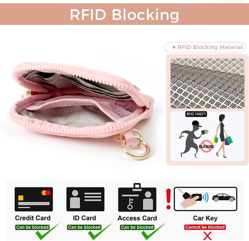 JEEBURYEE Wristlet Keychain Wallets for Women RFID Blocking Credit Card Holder Small Zipper Coin Purse Change Pouch with ID Window and Detachable Wrist Strap Pink - Image 4